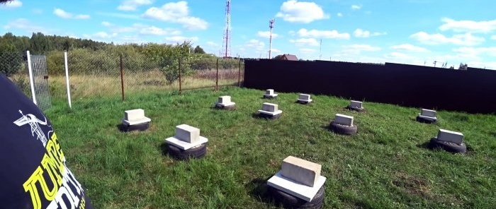 A cheap foundation made from car tires in a couple of hours