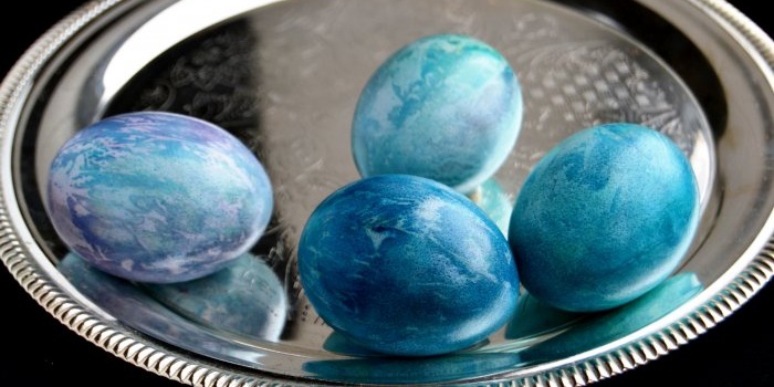 Easter eggs painted with food coloring