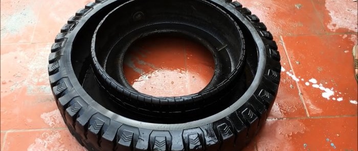 How to make a three-tier garden fountain from old tires