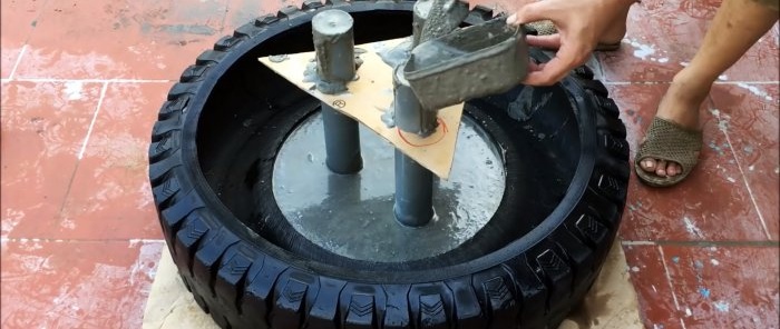 How to make a three-tier garden fountain from old tires