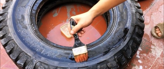 How to make a three-tier garden fountain from old tires