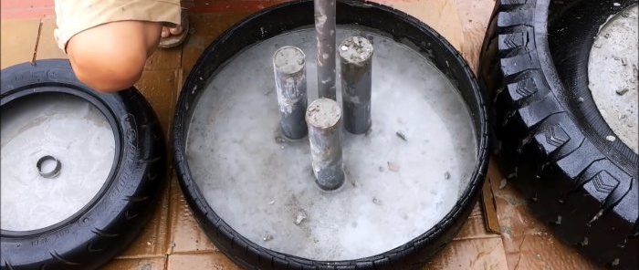 How to make a three-tier garden fountain from old tires