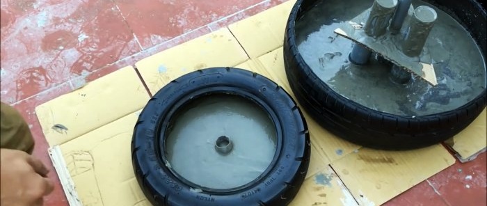 How to make a three-tier garden fountain from old tires