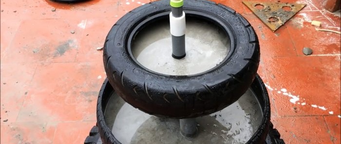 How to make a three-tier garden fountain from old tires