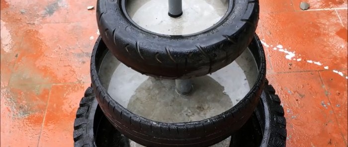 How to make a three-tier garden fountain from old tires