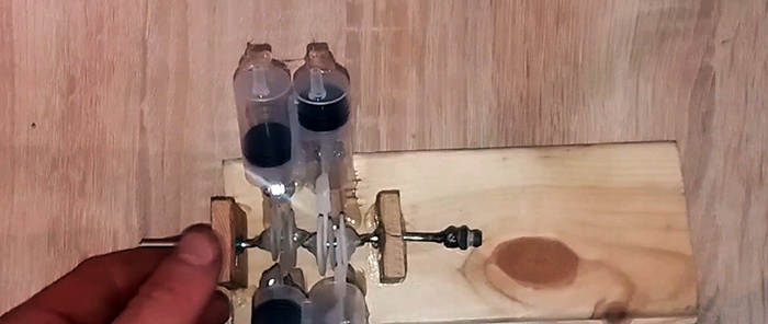 How to make a powerful 4-piston mini compressor from disposable syringes