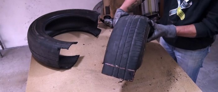 Making a wall-mounted compact boxing trainer from a tire