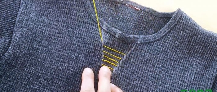 How to narrow the neckline of a sweater or T-shirt with your own hands