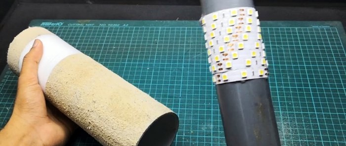 We make a simple LED garden lamp from PVC pipes