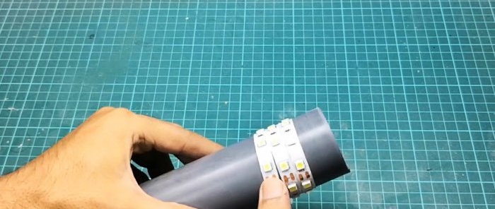 We make a simple LED garden lamp from PVC pipes