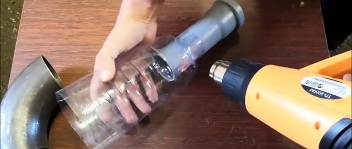 We connect 2 pipes of different diameters with a PET bottle