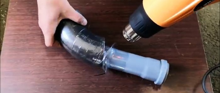 We connect 2 pipes of different diameters with a PET bottle