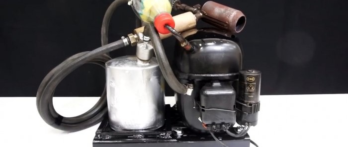 Making a powerful burner from the refrigerator compressor