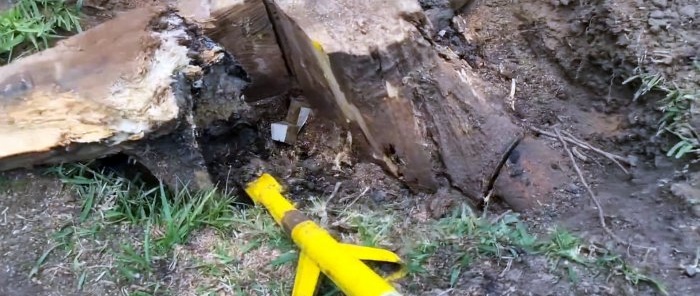 How to remove a large stump using a wedge is easy