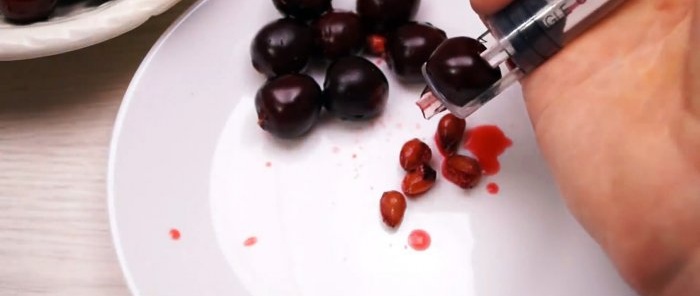 How to make a cherry pitter from a syringe