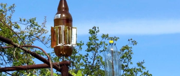 With such a pinwheel made of PET bottles, birds will fly around your area