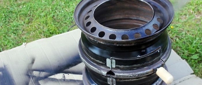 How to make a portable stove for a cauldron from wheel rims