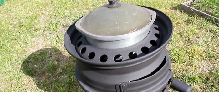 How to make a portable stove for a cauldron from wheel rims