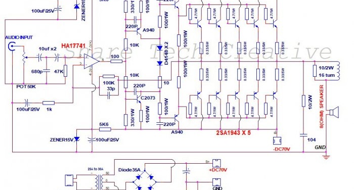 Сглобяване на 500 W усилвател с транзистори за повърхностен монтаж