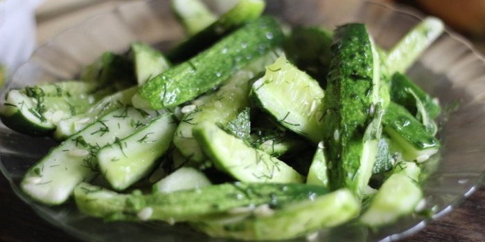 Quick crispy lightly salted cucumbers in a bag for 2 hours and you're done