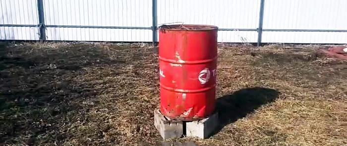 We dispose of leaves safely and profitably using a barrel