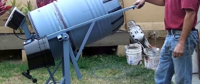 How to make a concrete mixer with a folding mechanism from a barrel