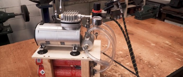 How to make a receiver for an airbrush compressor from aerosol cans