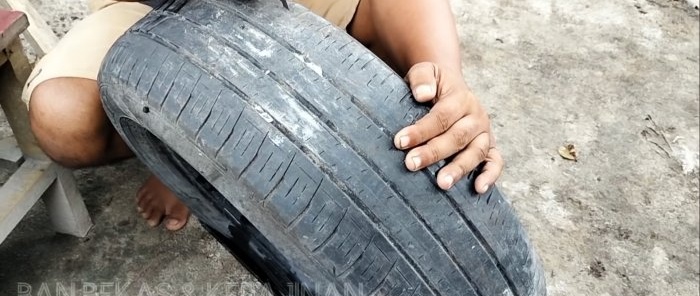 Repairing a leaky sole with a car tire