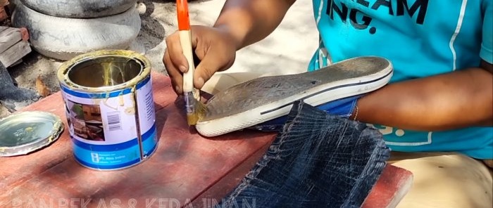 Repairing a leaky sole with a car tire