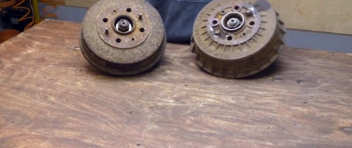 How to make a powerful machine from old drums and hubs