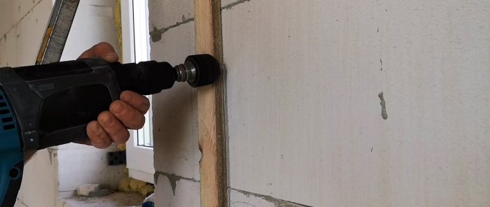 How to quickly groove a wall with a drill without a wall chaser in aerated concrete