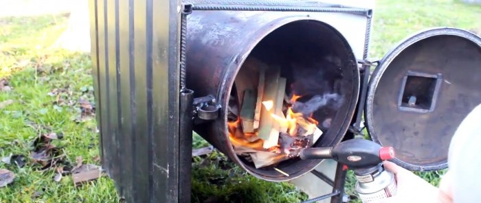 How to make a simple garage stove from a gas cylinder