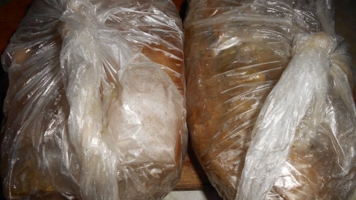 Lard boiled in a plastic bag with spices