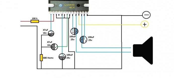 How to make a simple stereo system with bluetooth on LA4440