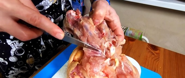 When cutting, the carcass seems to turn out from the skeleton