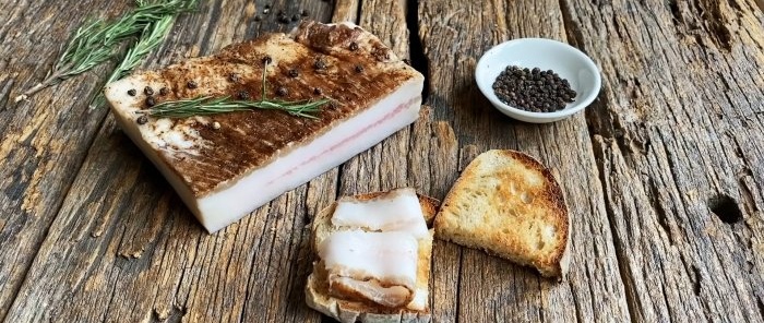 Italian lard lardo is ready