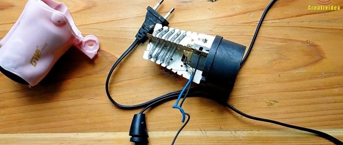 Disassembled hair dryer