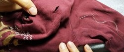 How to quietly and accurately sew up a hole in clothing