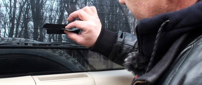 the glass area is cleaned with sandpaper