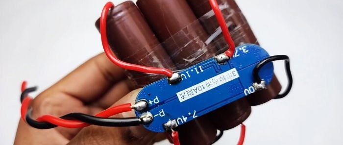 How to make a 12 V Li-ion battery from a laptop battery and PVC pipe