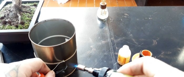 How to solder a flask Barrel from tin cans