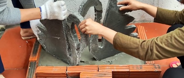 How to make a terrace table with cement swans