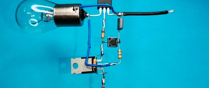 How to make a transistor switch to control a powerful load with a momentary button