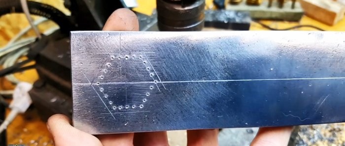 How to make a hex hole in thick steel in a garage