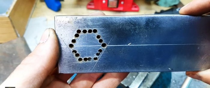 How to make a hex hole in thick steel in a garage