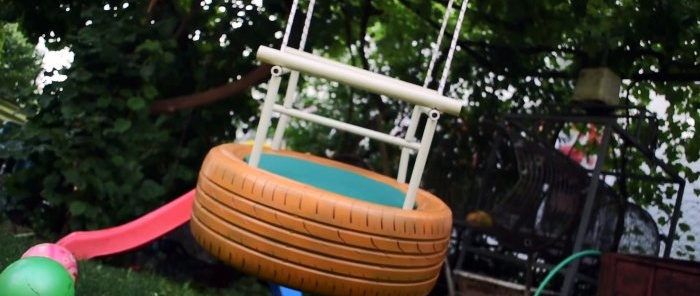 How to make an outdoor swing from an old tire and delight the kids