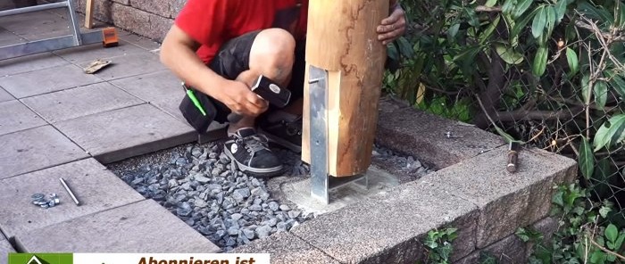 How to securely install posts for a crooked round timber terrace