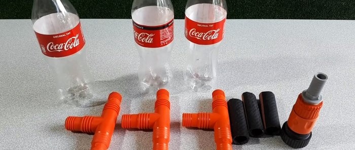 Do-it-yourself cheap watering system from PET bottles