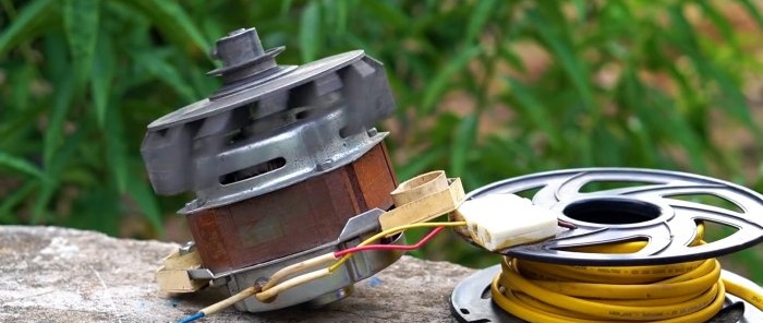 How to make a 220V generator from a washing machine motor and a brush cutter motor