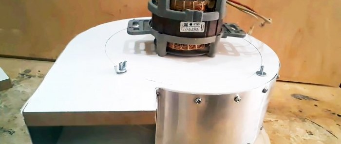 How to make a radial fan for a workshop hood from plywood and a washing machine motor